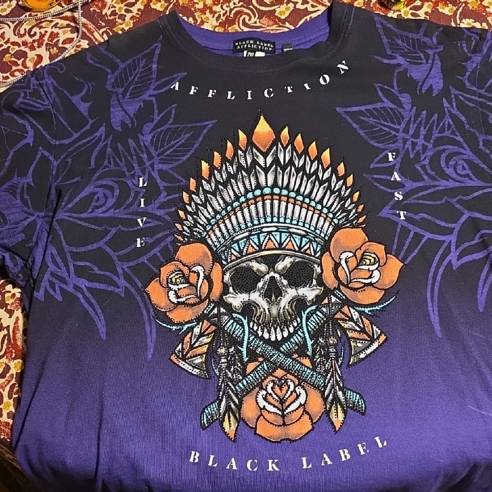 Affliction Black Label Purple Graphic T-Shirt